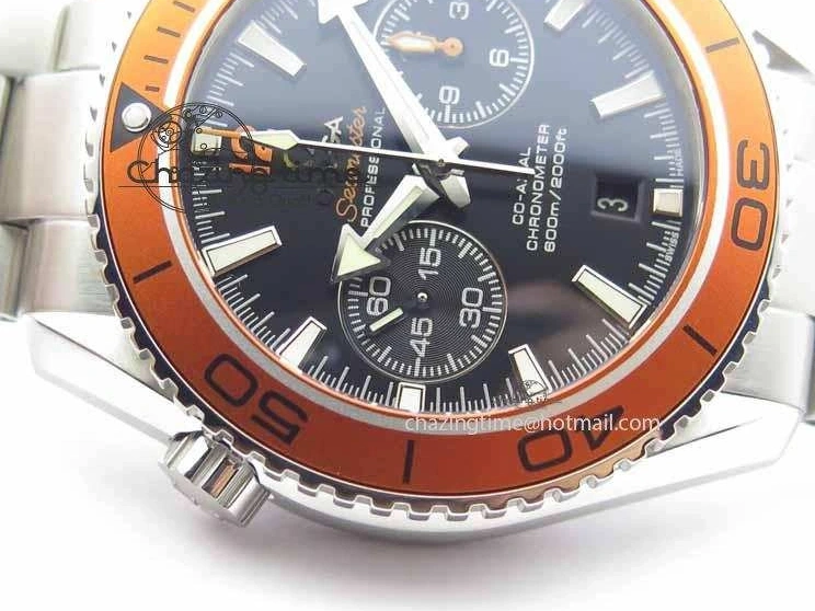 0320 Sophisticated Planet Ocean Master Chronometer Chrono SS OM 1:1 Best Edition Orange On SS Bracelet A 8156